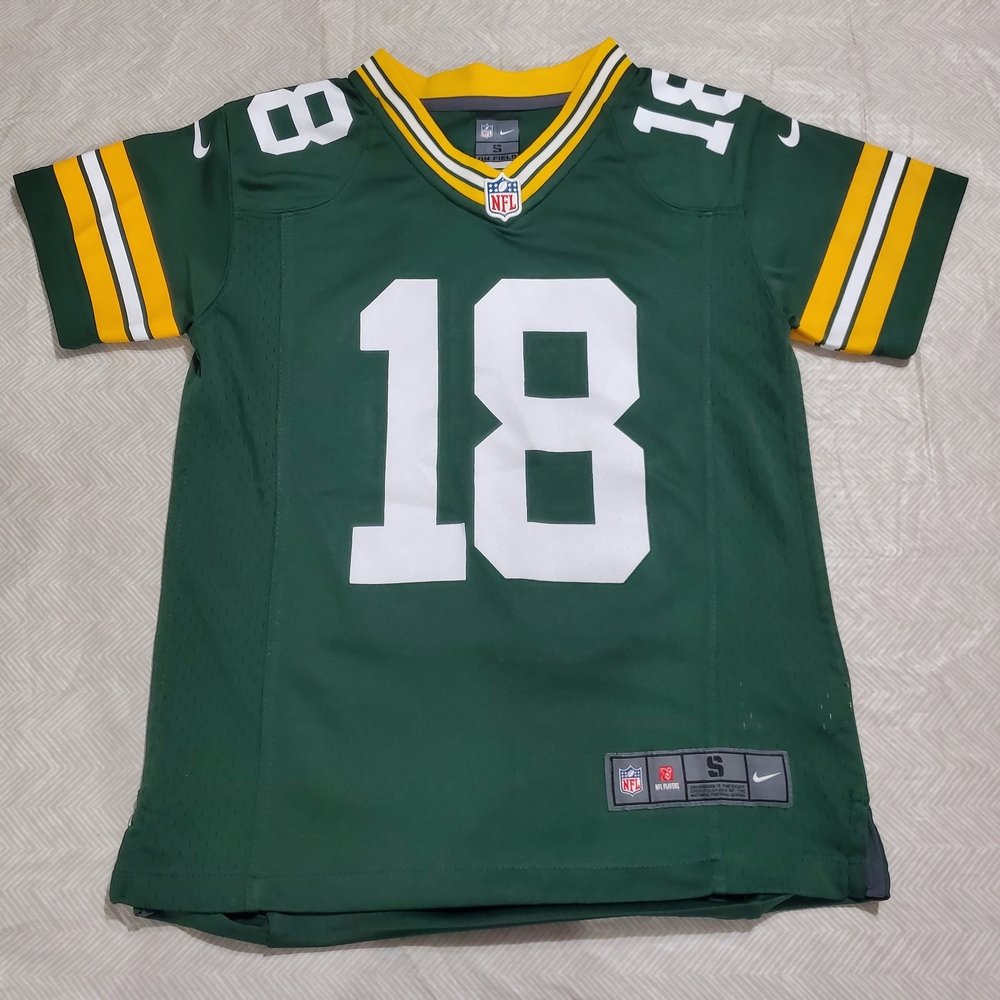 NFL Green and Yellow Green Bay Packers On-Field Football Jersey Kids Small #18